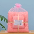 Pink coral fleece towel set with gift bag including a bath towel and face cloth - Towel And Bath Towel Combination / Light Pink