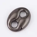 Oval gunmetal grey metal double-hole connector for DIY jewelry cord bracelets - Pig Nose Link / Gunmetal