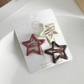 Three-piece star hair clips set in coffee, pink, and beige with matte finish - Chocolate Star Style / Set of 3