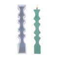 Tall geometric scalloped wave silicone candle mold with mint green wax pillar - Long Candle 02 (Scalloped Wave)