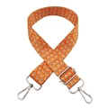 Detail of adjustable 3.8cm shoulder strap with orange wave pattern and silver hooks - Khaki Yellow Chrysanthemum (Silver Buckle)