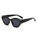 Modern cat-eye sunglasses with black geometric frame and sparkling silver rhinestone accents - C5 Black Frame Silver Rhinestone