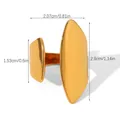 Detailed view of golden geometric leaf ring showing dimensions of 2.9cm by 2.07cm - Geometric Leaf Shape (HC-R30467)