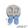 Blue baby shoe silicone fondant mold with cute bow design for cake decoration - Style 1 (Pair of Shoes) / Gray