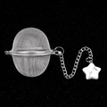 Star-shaped white marble stone charm on stainless steel tea strainer ball infuser - Howlite