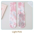 Pale pink tie-dye pilates socks with non-slip silicone grips on the cotton sole - Size 36-42 / Light Pink
