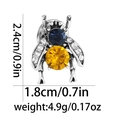 Detailed size specifications for bee brooch with dimensions and weight in centimeters and inches - Blue Yellow Gem Bee