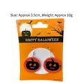 Halloween pumpkin drop earrings with orange acrylic smiling face charms and festive card - Round Pumpkin Earrings