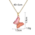 Pink and orange gradient butterfly pendant necklace in gold-plated stainless steel finish - Gradient Pink Butterfly Necklace