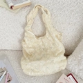 Sac à main en toile beige à motifs papillon avec texture douce et style français - Type standard / Jaune