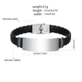 Men's retro black woven silicone bracelet with polished stainless steel ID plate - KZ101-Silicone-Silver