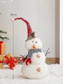 Christmas snowman plush decoration with red plaid hat and twig arms, 40cm height - Small Snowman with Christmas Hat