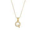 18K gold plated stainless steel snake chain necklace with zircon letter Q pendant - Letter Q