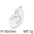 Silver praying girl silhouette pendant in stainless steel, size 15x7mm and weight 1g - Abstract Profile Small Size (KLJ4874-Z)