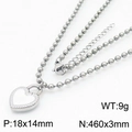 Collana in acciaio al titanio con ciondolo a cuore bianco e specifiche su peso e misura - Collana Cuore Bianco Argentato (KN234401-Z)