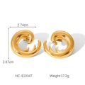 Especificaciones de tamaño detalladas de pendientes de acero inoxidable dorados en espiral - Diseño de Garra en Espiral (HC-E10347)