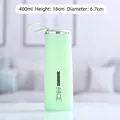 Mint green 400ml stainless steel vacuum flask with silver lid and silicone strap - 400ml / Green Nice