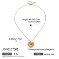 Collana di perle in acciaio inossidabile dorato con ciondolo cuore rosso e misure - Collana con Motivo Radiante a Cuore in Pietra Rossa