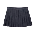 Minigonna a pieghe in denim blu scuro con silhouette a trapezio e cuciture fini - XS / Gonna-pantalone