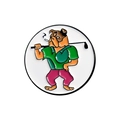 Épingle en émail ronde représentant un bouledogue golfeur avec finition métallique colorée - Style Bulldog Golf (QHXZ1814)