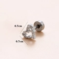 16G Edelstahl Herz-Ohrknorpel-Stecker mit Zirkonia-Steinen in Silberoptik 0.7cm - Herz / Silber 2#