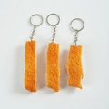 Trois porte-clés réalistes de poulet frit orange avec anneaux métalliques argentés - Poulet Frit 3pcs - Style Anneau Porte-clés