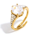 Dorado-Circonita Blanca Ovalada (Ajustable)