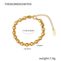 Bracelet chaîne en perles de cuivre plaqué or avec fermoir mousqueton et extension - Bracelet / 14.5+5cm