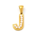 18k gold plated letter J pendant with inlaid pearls on minimalist stainless steel - Letter J Style (SP723G-J)