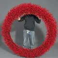 Extra grote kerstkrans met dichte rode bessen en een feestelijke strik voor decoratie - 180cm 12-Koppen Bes Guirlande