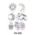 Waterproof bohemian tattoo stickers featuring sun, moon, and elephant motifs TH-270 - Th-270 / 210*148mm