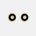 Dettaglio degli orecchini a lobo occhio del diavolo in argento S925 con zirconi incastonati - Argento 925 / Nero