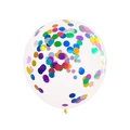 Macro shot of 12-inch clear latex balloon with vibrant colorful confetti for party decor - Multicolor Sequins