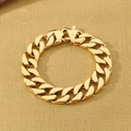 Polished golden stainless steel Cuban link bracelet with a secure lobster clasp closure - 21cm / Gold (KB187334-KJX)