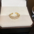 Anillo abierto minimalista en acabado dorado con una fila de circonitas rectangulares - Estilo Abierto de una Sola Piedra Preciosa Transparente / 4# Anillo - Oro Chapado en Oro Real