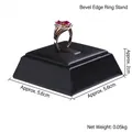 Black leather ring display stand with slanted top for jewelry counter presentation - Beveled Edge Ring Stand (Black)