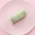 Set of 6 green and brown plaid washi tapes in a clear case for DIY scrapbooking - 05 Green Grid