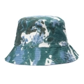 Gros plan sur la texture du tissu tie-dye et les coutures fines sur le bord du chapeau bob - L (58-60cm) / Vert