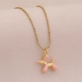 Pendente cane a palloncino in smalto rosa su collana a catena dorata per donna - Rosa