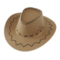 Sombrero vaquero clásico caqui con costuras trenzadas negras y orificios de ventilación - Niños 54CM / Camel Oscuro