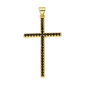 Golden cross pendant charm with black zircon stones in high-quality professional design - Pendant 39 (Gold Pave Black Stone Cross)