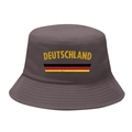 Dark grey German flag bucket hat with Deutschland print and sun protection brim - M / 11# Retro Germany - Gray