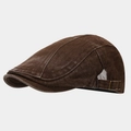 Detail of vintage brown ivy cap featuring washed cotton texture and metal adjustment buckle - Adjustable / Dark Brown