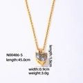 Collana a cuore in acciaio inossidabile dorato con ciondolo in zircone blu per donna - Cuore / Cristallo grigio oro