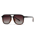 Modern retro square aviator sunglasses with black and brown gradient frame and lenses - C3 Leopard Frame Tea Lens