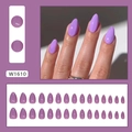 Glossy light purple almond-shaped press-on nails set with 24 pieces in various sizes - 24 Pcs/Box (With Glue) / Solid Light Purple (W1610)