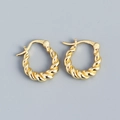Vintage gouden S925 sterling zilveren gedraaide U-vormige creolen met metalen afwerking - Goud