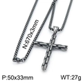 Mens black stainless steel cross necklace with box chain 670x3mm pendant size 50x33mm - Oxidized Black (Large) (KN201396-KFC)