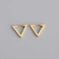 Detailed view of elegant gold triangular hoop earrings with polished metallic luster - Triangle Hoop Earrings (S-E1559) / Gold