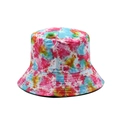 Detailed view of colorful tie-dye cotton bucket hat with circular reinforced stitching - One Size / Fashion Patchwork Color Dye (07)